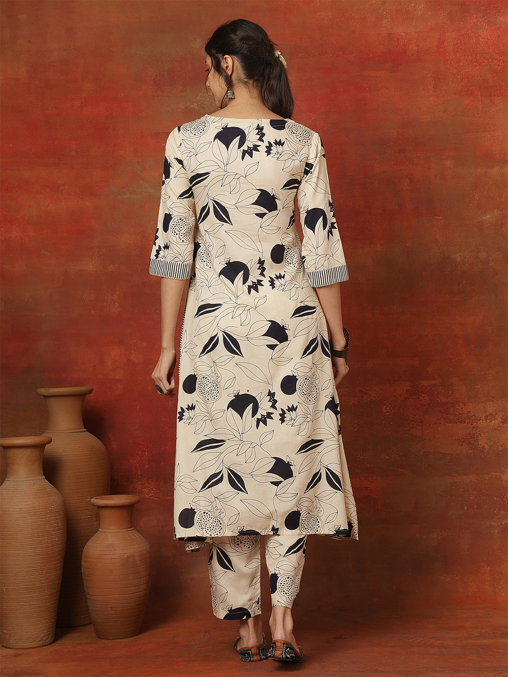 Rayon Calf Length Printed Straight Kurta Pant set