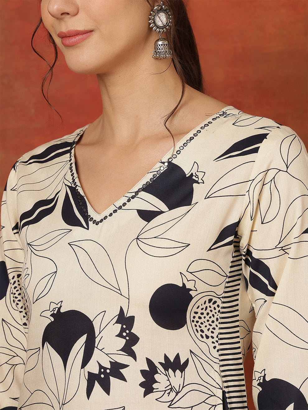 Rayon Calf Length Printed Straight Kurta Pant set